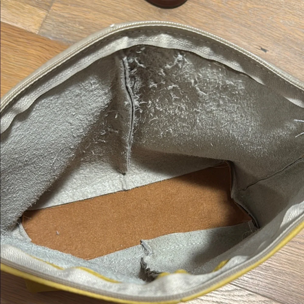 Genuine Leather Zippered Wristlet Pouch Bag From Italy